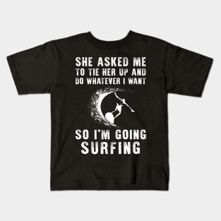 Riding Waves of Laughter: Embrace Your Playful Surfing Spirit! Kids T-Shirt